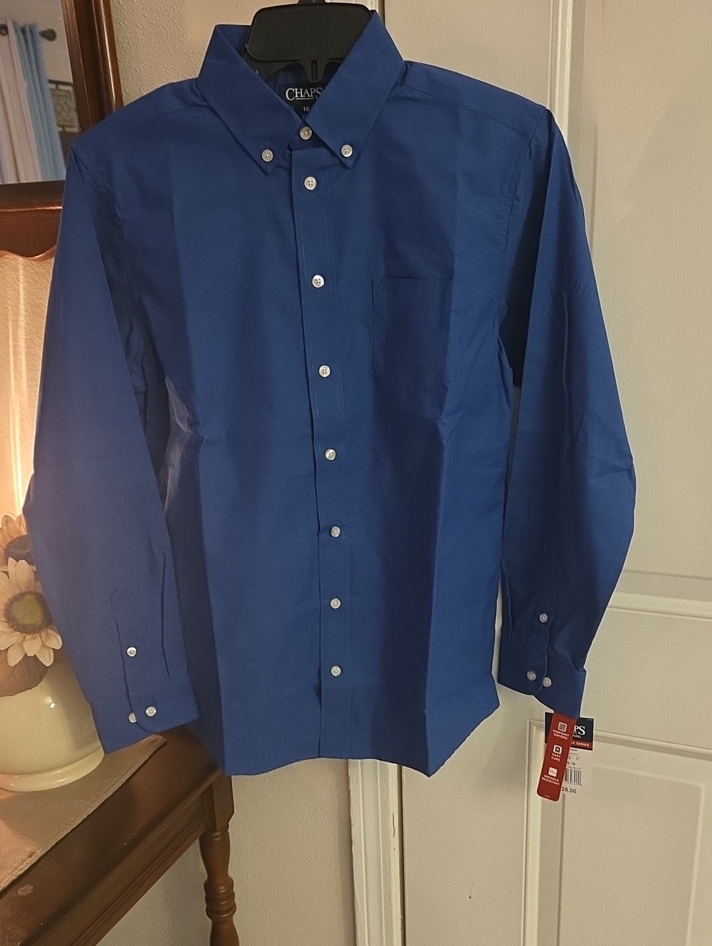 NWT Chaps Men's Royal Blue Button-Down Dress Shirt